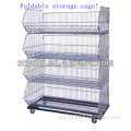 Zinc Plated Folding Steel Storage Cage With Wheels